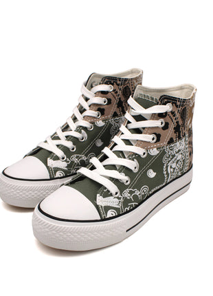 Soraia Shoes Women's sneakers, Classic Canvas Sneakers, Original soraia style, Canvas Tennis with pasley Print, Canvas Tennis, Conventional Sole, Canvas sneakers with Ankle and Cordon PlatiNum