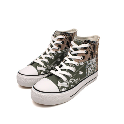 Soraia Shoes Women's sneakers, Classic Canvas Sneakers, Original soraia style, Canvas Tennis with pasley Print, Canvas Tennis, Conventional Sole, Canvas sneakers with Ankle and Cordon PlatiNum