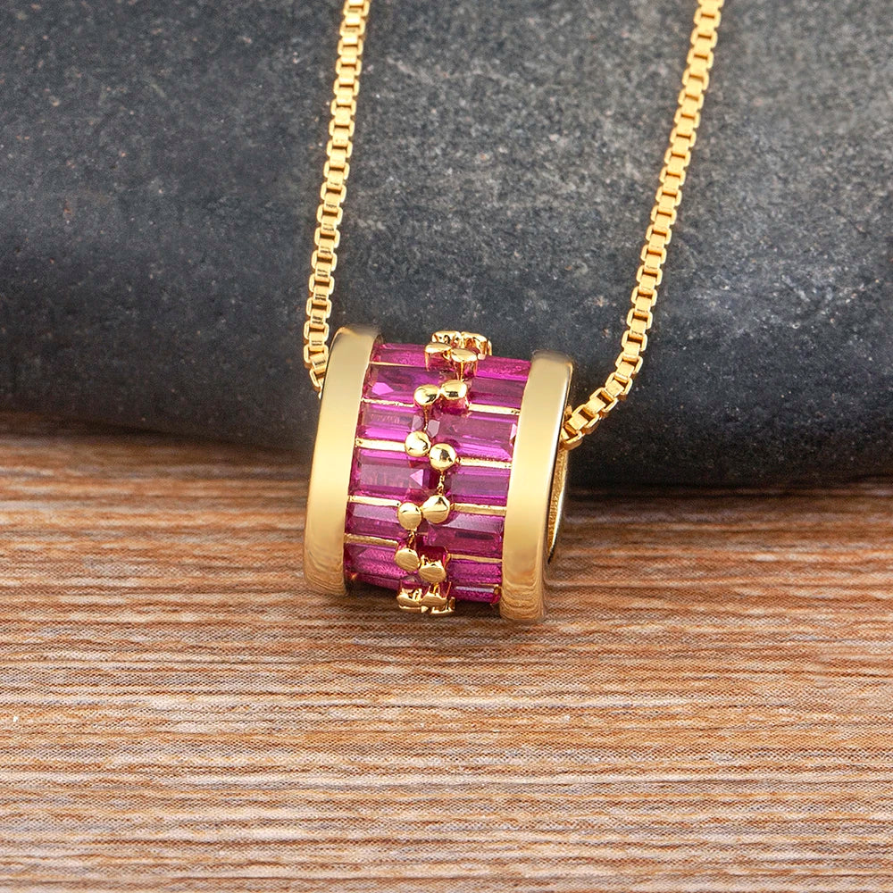 AIBEF Daily Wear collana con ciondolo rotondo con cerchio di strass temperamento alla moda gioielli semplici e versatili regalo di accessori di lusso