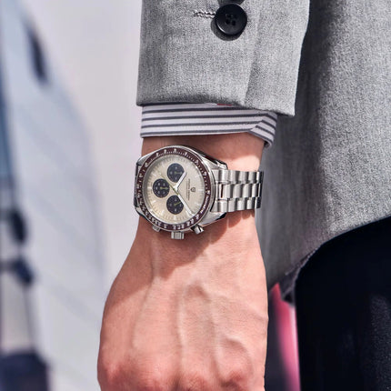 PAGANI DESIGN Serie Planetaria Saturn Light Tan Orologio al Quarzo da Uomo Cronografo Veloce con Vetro Zaffiro AR Orologio da Polso Uomo Novità 2026