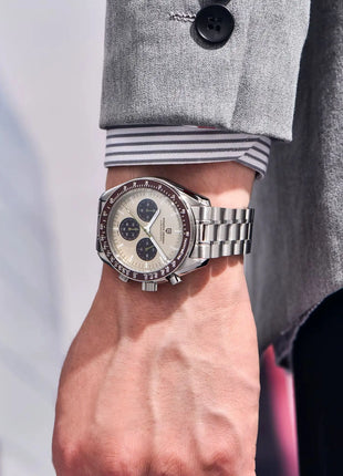 PAGANI DESIGN 2026 Nuova Serie Planetaria Saturno Orologio al Quarzo di Lusso Color Sabbia Chiaro da Uomo, Cronografo Sportivo Veloce con Vetro Zaffiro AR, Spedizione Locale nell'UE