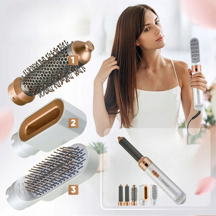 Fast Shipping 5-In-1 Hair Dryer Styling Set Professional Home Styling Tools Curling Iron Hot Air Comb Straightener Multifunctional Hair Salon