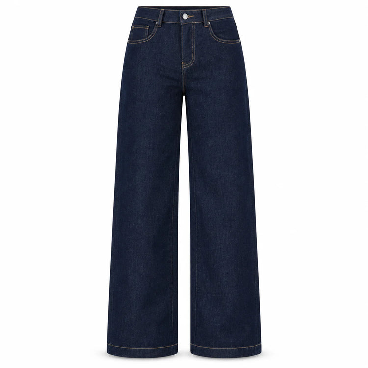 Women's High-Waisted Wide-Leg Raw Blue Jeans, Trendy Original Multi-Pocket Denim Pants, Flowy Fit That Enhances the Silhouette, Versatile Urban Casual Style, Durable Quality Fabric, Ideal for Everyday Outfits Yw-1192J