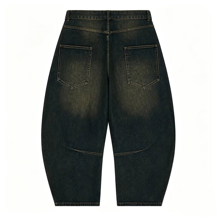 Women's Jeans Sickle Wide Leg Denim Dark Wash Vintage High Waist Comfy Wide Model Casual Streetwear For Daily Outputs No Restriction Jeans pants, Non Deformation Resistant Fabric FX5358