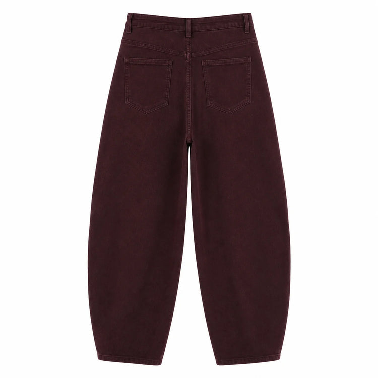 Banana Women's Jeans High Waist Denim Bordeaux Washed Rhinestones Side pants Wide Curves Shine Streetwear For Party Out Citizens Look Fashion Glam FX5429-2