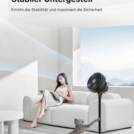 Ventilatore da pavimento con circolatore d'aria regolabile in altezza MIDEA PELONIS, 5 pale, 75 °   verticale e a 90 gradi °   Ventilatore orizzontale girevole 4-in-1 da tavolo e da pavimento con base robusta per soggiorno,