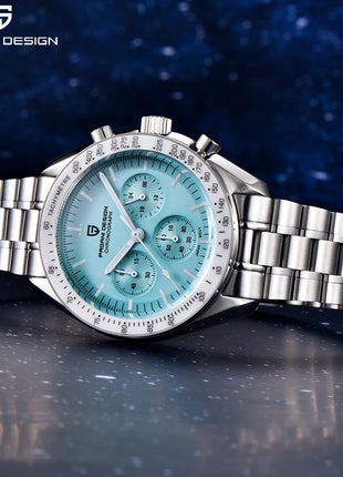 PAGANI DESIGN New Moon Watch Fashion ice blue Orologi al quarzo di lusso per uomo Cronografo da polso in acciaio inossidabile Regali per le vacanze Spedizione locale UE