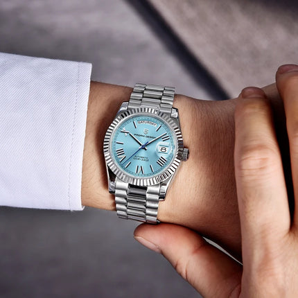 Orologi da uomo Gaphani DESIGN Blu, Orologio automatico di lusso da uomo, Vetro Zaffiro AR, Orologio Meccanico, Consegna da Magazzino Europeo