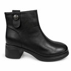 Bel Chou's EX135-51 Women's Black Block Heel Ankle Boots with Inner Zip and Decorative Button