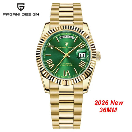 Nuovo Orologio Meccanico di Lusso PAGANI DESIGN D36 in Oro Rosa per Uomo 2026, Orologio Automatico con Data, Vetro Zaffiro AR, Spedizione Locale