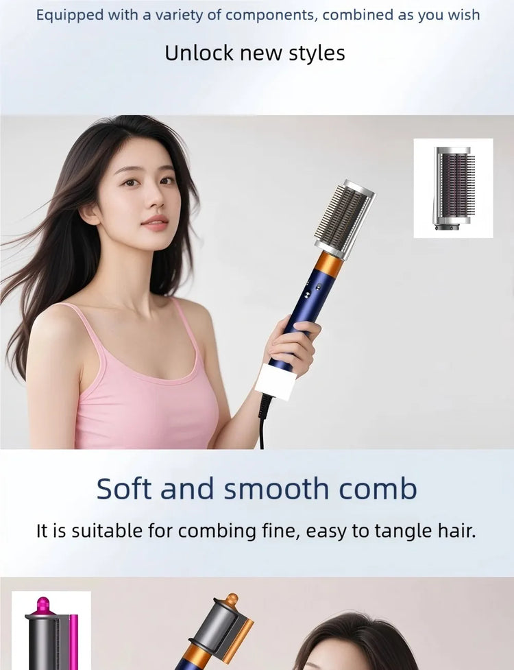 SenCiciMen 6 in 1 Professional Hot Air Styler Negative Ion Multi Hair Styler Set for Auto Curling Hair Styling Tools For Fast Drying, Curling, Volumizing &  Smooth Best Gift for Women