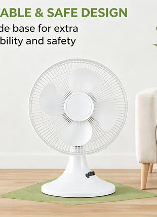 Ventilatore da tavolo elettrico con 3 velocità, silenzioso, 30 °   Inclinabile °   Protezione in rete sicura, a basso consumo energetico, per camera da letto, ufficio e stanza