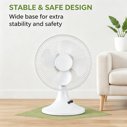 Ventilatore da tavolo elettrico con 3 velocità, silenzioso, 30 °   Inclinabile °   Protezione in rete sicura, a basso consumo energetico, per camera da letto, ufficio e stanza
