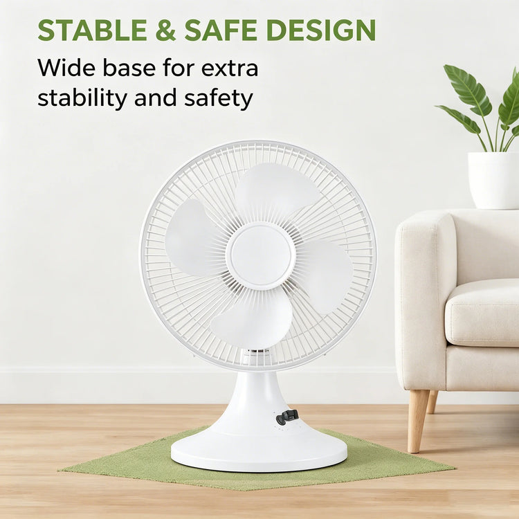 Ventilatore da tavolo elettrico con 3 velocità, silenzioso, 30 °   Inclinabile °   Protezione in rete sicura, a basso consumo energetico, per camera da letto, ufficio e stanza