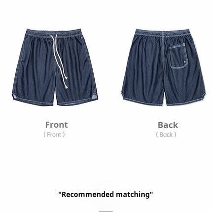 Maden Summer Casual Ice Jeans uomo pantaloncini di Jeans Cool Fit pantaloni larghi a gamba dritta pantaloni corti estivi da uomo