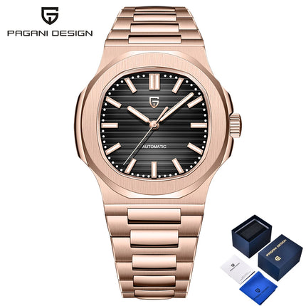 PAGANI DESIGN Orologio da uomo 40MM Orologio automatico di lusso in oro per uomo Orologio meccanico AR Zaffiro resistente con chiusura luminosa