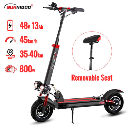 Monopattino Elettrico SUNNIGOO per Adulti con Blocco NFC, Motore Potente 48V 800W, Sedile Rimovibile, Pieghevole, Batteria 15Ah, Autonomia 55km
