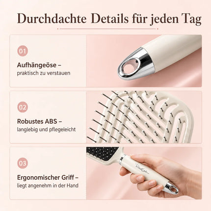 Hair Comb Air Cushion hairbrush For WOMEN'S, Paddle Brush Flexible (Flexible Rounded Bristles, Untangling Brush & Massage Brush For Long Short Curly Straight And Wet Hair gift For Women For Christmas birthday & Valentine's Da