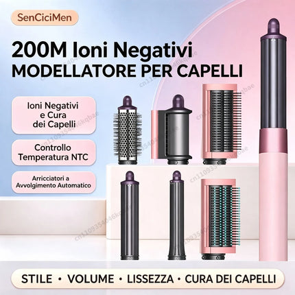 SenCiciMen 6-in-1 Air Multi-Styler 110,000 RPM High-Speed Hair Dryer Brush with Auto-Wrap Curlers Hair Styling Tool Fast Drying, Curling, Volumizing &  Smooth Blowouts and Frizz Gift for Women