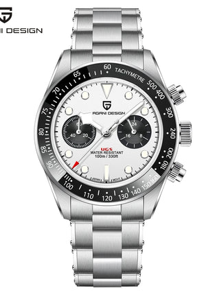 Nuovi orologi da uomo Panda DESIGN, orologio al quarzo di lusso Panda, cronografo sportivo da uomo, cronografo con vetro zaffiro, lenti AR, ceramica, leggero, impermeabile, in acciaio inossidabile, orologio da uomo, idea rega