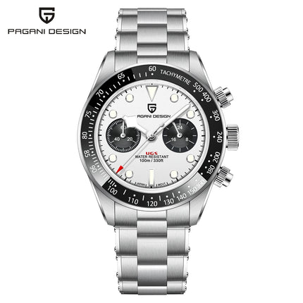 Nuovi orologi da uomo Panda DESIGN, orologio al quarzo di lusso Panda, cronografo sportivo da uomo, cronografo con vetro zaffiro, lenti AR, ceramica, leggero, impermeabile, in acciaio inossidabile, orologio da uomo, idea rega