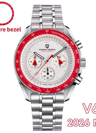 PAGANI DESIGN 2026 Nuova Serie Planetaria Saturno Orologio al Quarzo di Lusso Color Sabbia Chiaro da Uomo, Cronografo Sportivo Veloce con Vetro Zaffiro AR, Spedizione Locale nell'UE