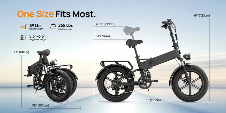 URLIFE F1L Bicicletta Elettrica Pieghevole da 14 Pollici, Motore 500W, Batteria Rimovibile 48V 7.5Ah, Autonomia 40KM, Sospensione Anteriore Idraulica, Freni a Disco Doppi, E-bike per Adulti e Pendolari Urbani