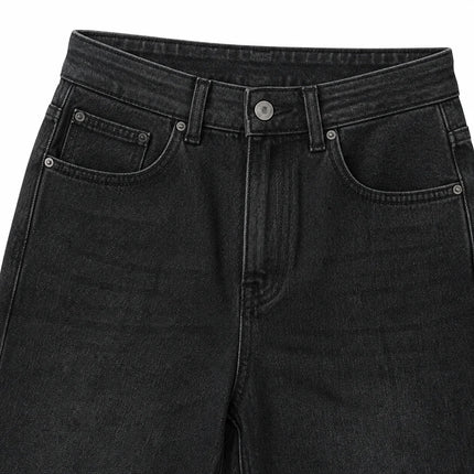 Jeans Wide Leg High Waist woman Black Stone Wash Soft Denim Loose Fit Comfortable Casual Modern City Work Day Outings FX5318