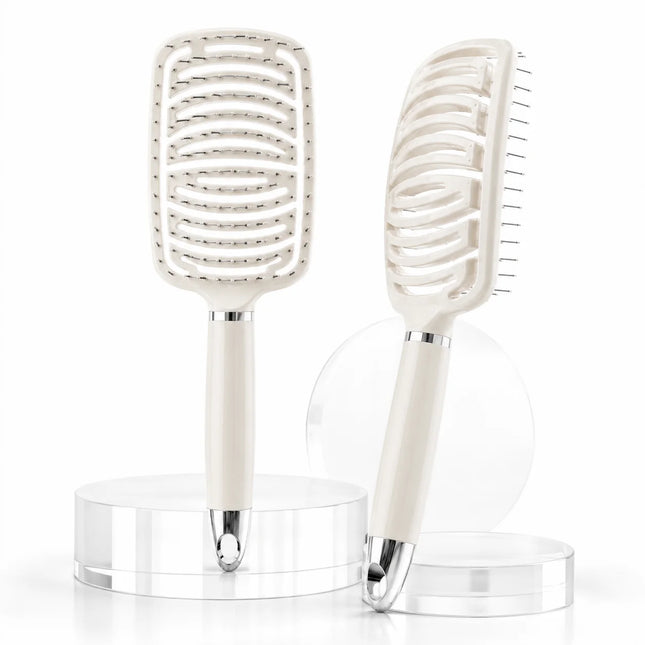 Hair Comb Air Cushion hairbrush For WOMEN'S, Paddle Brush Flexible (Flexible Rounded Bristles, Untangling Brush & Massage Brush For Long Short Curly Straight And Wet Hair gift For Women For Christmas birthday & Valentine's Da