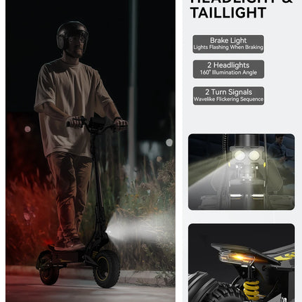 Scooter elettrico per adulti con pneumatici fuoristrada da 11 pollici, oot10 900W 48V, batteria da 13,5 Ah, display a LED.
