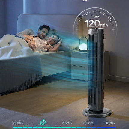PELONIS Ventilatore a torre da pavimento con 3 velocità, timer da 120 minuti, 60 °   Oscillazione, silenzioso, a risparmio energetico
