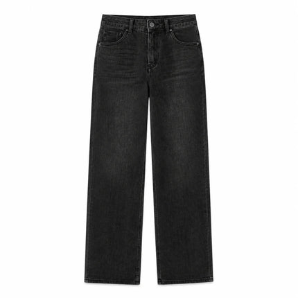 Jeans Wide Leg High Waist woman Black Stone Wash Soft Denim Loose Fit Comfortable Casual Modern City Work Day Outings FX5318