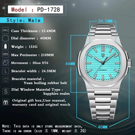 PAGANI DESIGN 2026 Nuovo Orologio da Uomo con Movimento Seagull ST16, Orologio Meccanico Automatico di Lusso, Vetro Zaffiro AR, Acciaio Inossidabile 316L, Impermeabile