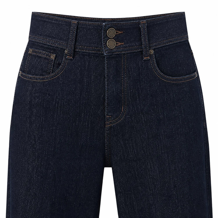 Women's Jeans High Waist Wide Leg Dark Blue Double Button Back Pocket Heart Shape Elegant Comfortable For Work And Outgoing YW‑1891