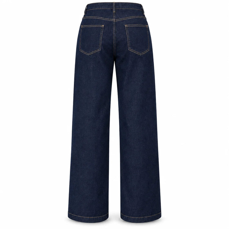 Women's High-Waisted Wide-Leg Raw Blue Jeans, Trendy Original Multi-Pocket Denim Pants, Flowy Fit That Enhances the Silhouette, Versatile Urban Casual Style, Durable Quality Fabric, Ideal for Everyday Outfits Yw-1192J