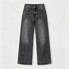 High Waist Wide Leg Women's Jeans Black Vintage Wash Effect Denim Fitted Retro Texture, Wide Soft Streetwear pants, Ideal for Casual Outings And Urban Looks, Comfortable Fit Valuing Silhouette FX5153