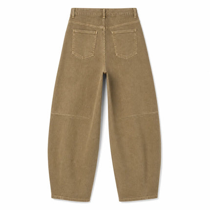 Barrel Women's Jeans High Waist Denim Washed Khaki Shaded Rhinestones Side pants Wide Curved Balloon Streetwear Retro Glam Look For City Out And Leisure FX5429-5