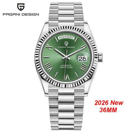 Nuovo Orologio da Uomo di Lusso DD36 2026 PAGANI DESIGN Automatico da Uomo con Quadrante in Meteorite Bianco Meccanico con Protezione in Zaffiro AR Data Sportivo Spedizione Locale