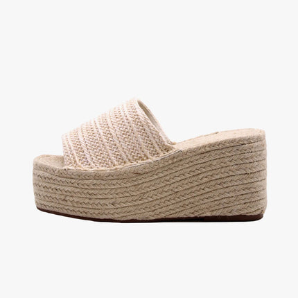 Soraia Shoes Women's Platform Sneakers Open Toe and Open Heel Wedge Sandals Summer High Heel Espadrilles Jute Shoes Summer Fashion Young Fashion PlatiNum