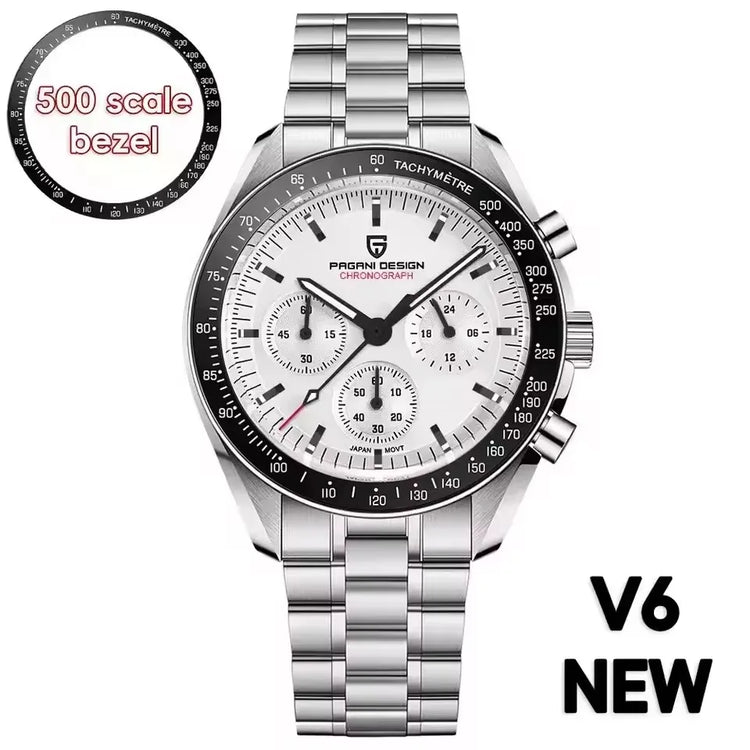 PAGANI DESIGN Nuovo Orologio da Uomo di Lusso al Quarzo con Vetro Zaffiro AR, Cronografo Sportivo Impermeabile 500 ATM, Movimento Giapponese, Luminoso, in Acciaio 316L