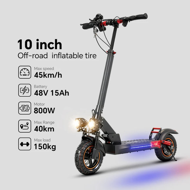 Monopattino Elettrico Mankeel MX-14 800W 15AH con Pneumatici Fuoristrada da 10 Pollici, Velocità Massima 45KM/H, Autonomia 30-40KM, Doppio Ammortizzatore, Pieghevole