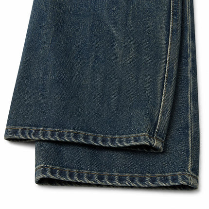 Dark Blue Denim Barrel Wide Leg woman Jeans High Waist Loose Fit Vintage Wash Casual Streetwear Shaped Stitching trousers Maximum Comfort Urban Look daily outings and trending outfits YW1847