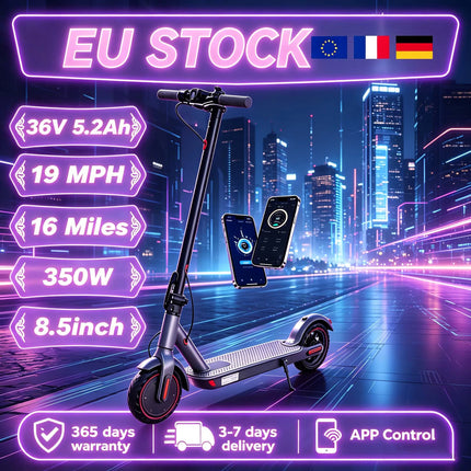 Monopattino Elettrico Pieghevole da 350W con Pneumatici Solidi da 8,5 Pollici, Velocità Massima 30 km/h, Autonomia Fino a 32 km, Telaio in Lega di Alluminio Anti-scivolo e Ammortizzante, Capacità Massima di Carico 120 Kg, S