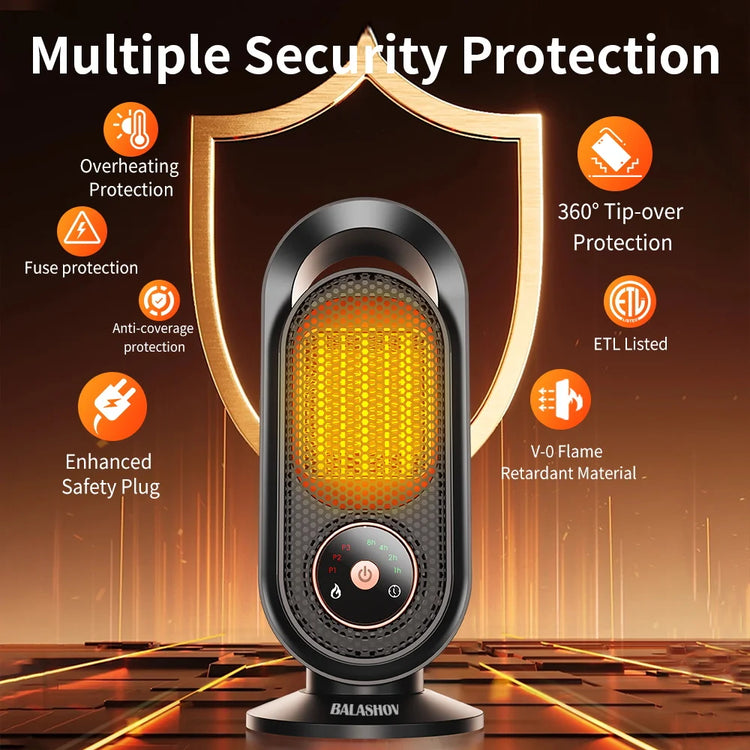 Portable Heater Mini Electric Heater Room Space Heater Warm Heating Hot Fans Desktop Tilting Power-Off Office Mute Heater 1000W