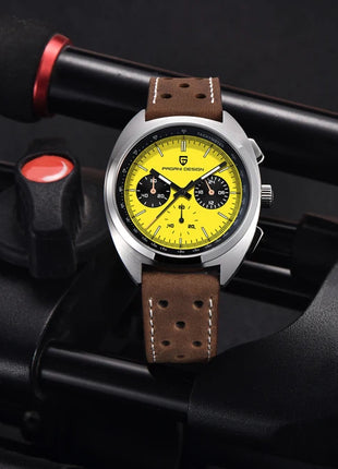 PAGANI DESIGN Nuovo Orologio da Uomo Turtle Back Cronografo al Quarzo con Vetro Zaffiro e Bracciale, Movimento Giapponese VK63, Spedizione Locale