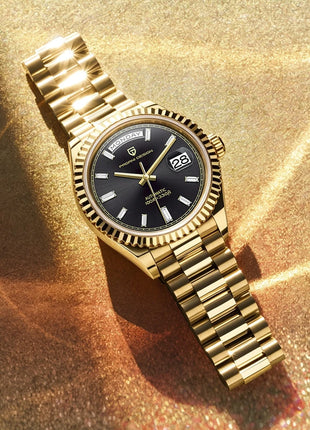 Nuovo Orologio da Uomo di Lusso PAGANI DESIGN add36 Dorato 2026, Orologio Meccanico Automatico con Vetro Zaffiro AR Protettivo, Cassa in Acciaio Inossidabile, Datario, da Polso