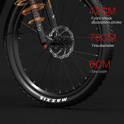Bicicletta Elettrica LANKELEISI MX600 Pro, Motore 500W, Batteria 48V 20Ah, Autonomia 150KM, Pneumatici 27.5x2.4 Pollici, E-bike per Adulti