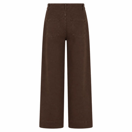 Women's Jeans High Waist Wide Leg Denim Brown Coffee Central Stitch Detail Soft Structured Stylish Casual For Office And Quotidians YW‑1882F