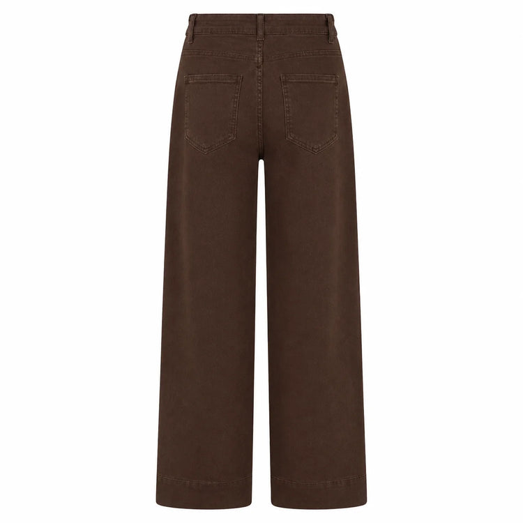Women's Jeans High Waist Wide Leg Denim Brown Coffee Central Stitch Detail Soft Structured Stylish Casual For Office And Quotidians YW‑1882F