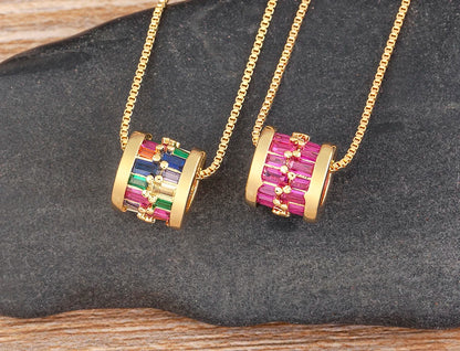 AIBEF Daily Wear collana con ciondolo rotondo con cerchio di strass temperamento alla moda gioielli semplici e versatili regalo di accessori di lusso